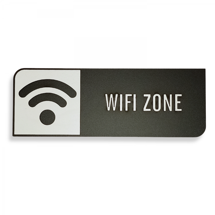 Placa de Sinalização Indicativa em MDF Efeito 3D - WIFI ZONE